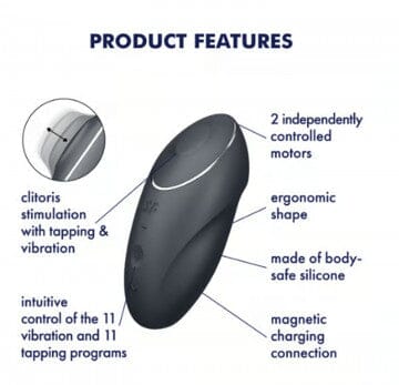 Satisfyer Tap and Climax 1 Vibrator - Grey Vibrators Satisfyer