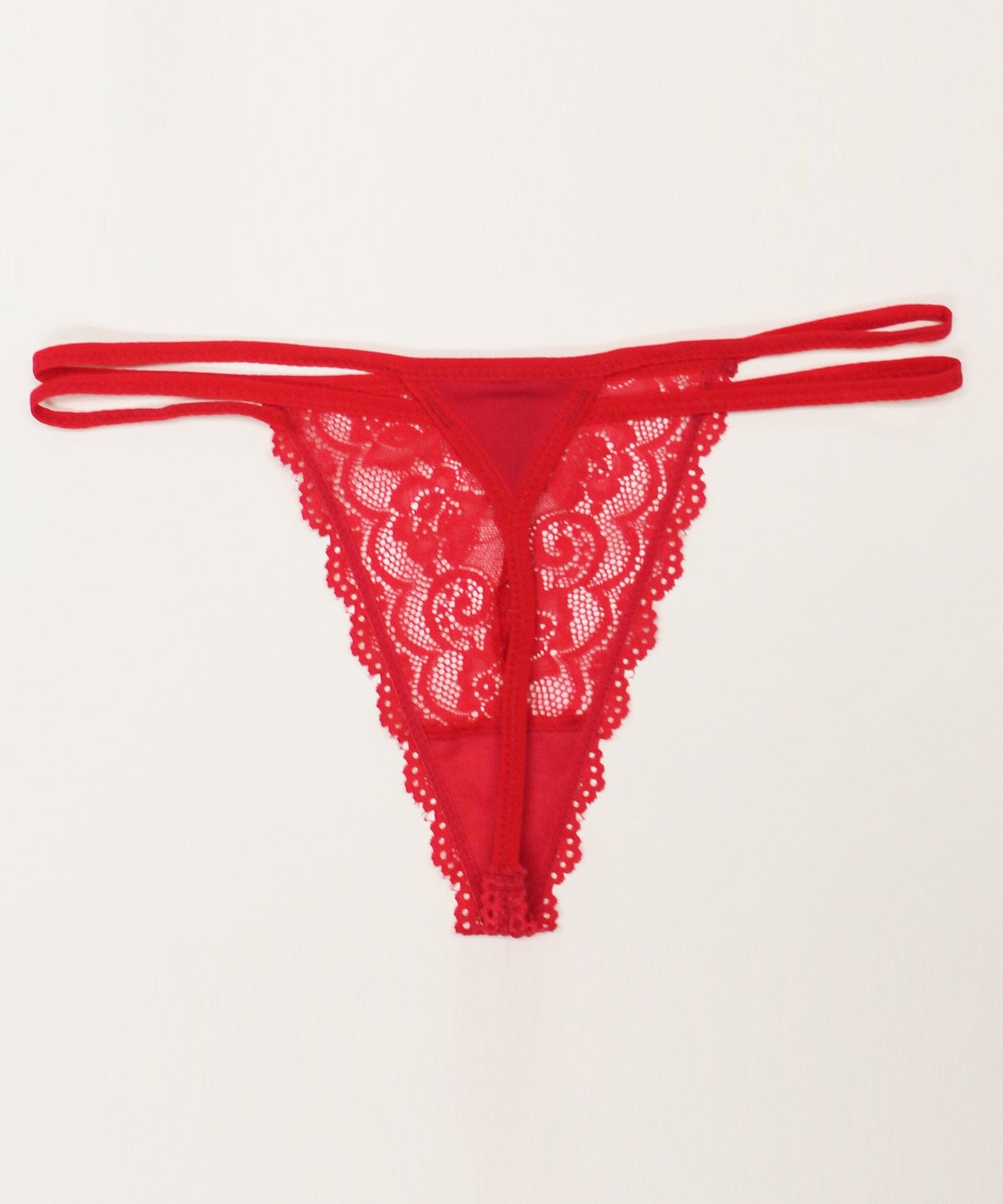 Strappy Scalloped Lace G-String Thong Panty Honey B Pink S