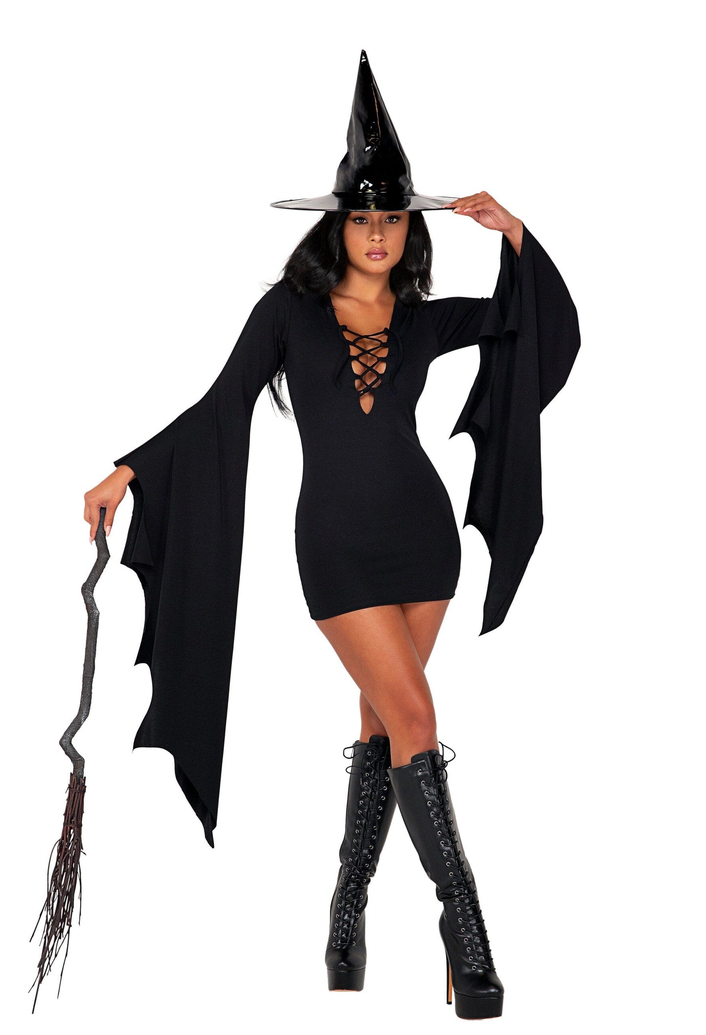5076 - 2pc Midnight Coven Witch Costumes, womens Exotic Peach Small Black