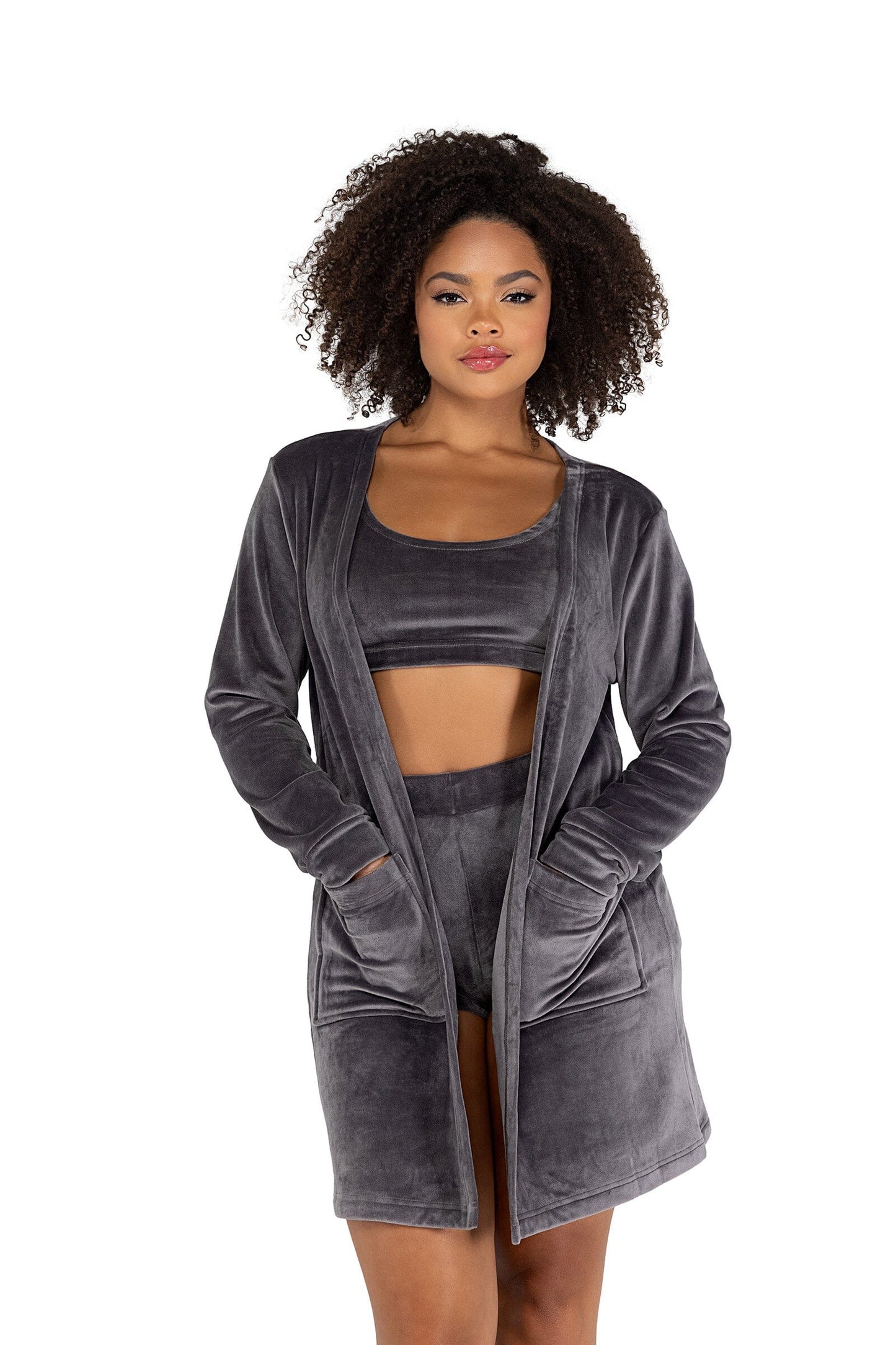 LI500 - Super Soft & Cozy Velour Robe with Pockets Lingerie Roma Confidential