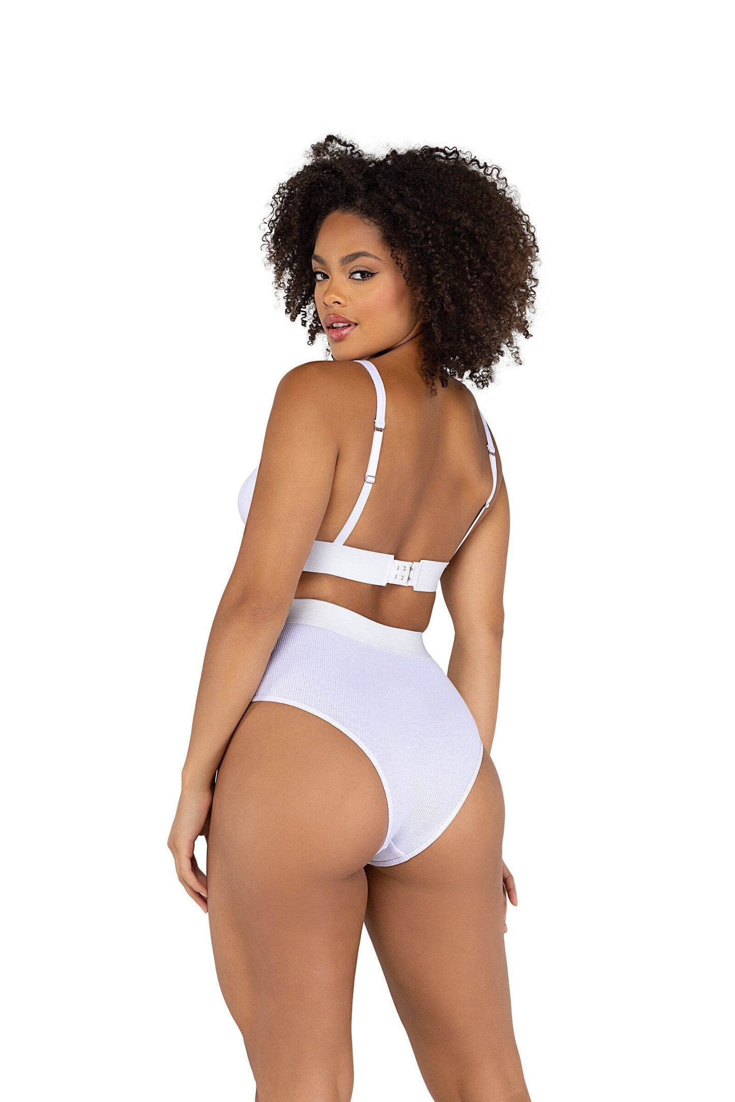 LI502 - 2PC Fitted Rib High-Waisted Bra Set Exotic Peach