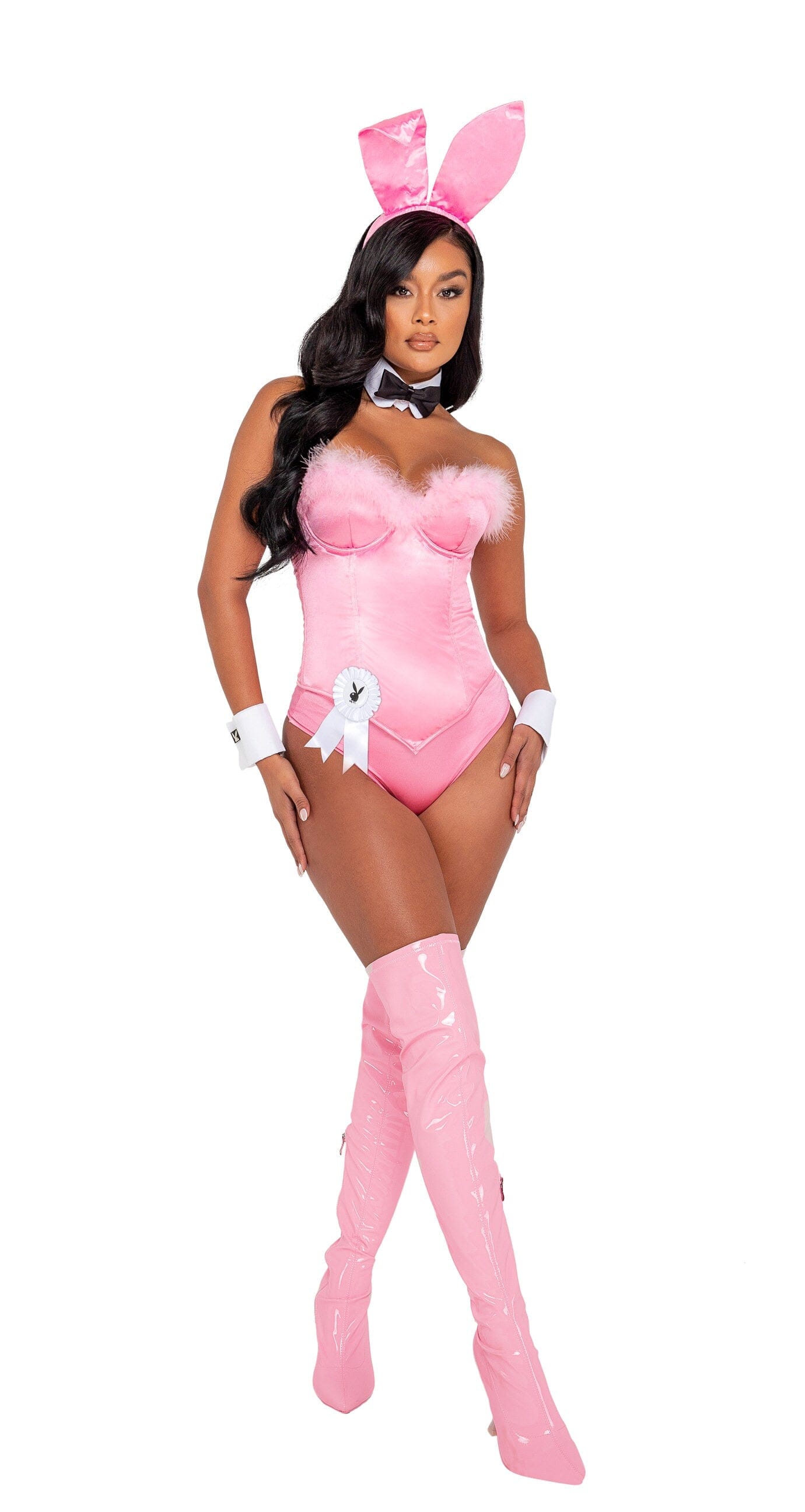 PB130 - 9PC Playboy Boudoir Bunny Costumes, womens Exotic Peach X-Small Pink