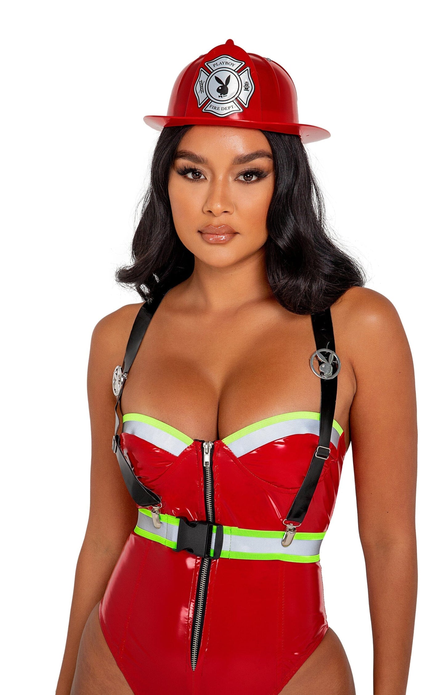 PB136 - 3PC Playboy Smokin’ Hot Firegirl Costumes, womens Exotic Peach