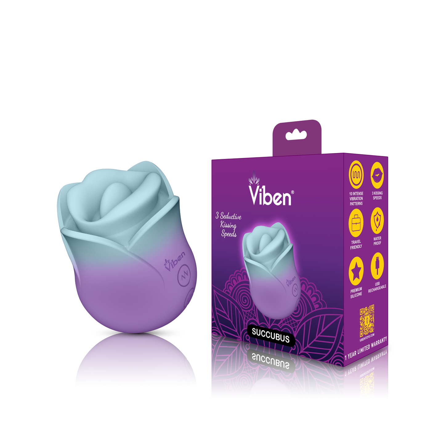 Viben Succubus Vibrating Kissing Rose - Pixie Dust