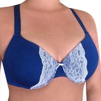 CENTER FRONT LACE BRA W/ A CRISS CROSS STRAPPY BACK Bra Honey B Blue 36C 