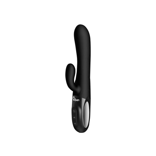 Hypnotic - Black - Thrusting Rabbit with Swinging Clitoral Stimulator Vibrators Viben 