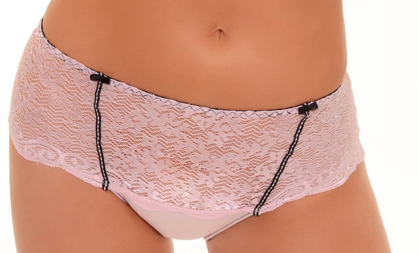 Lacey Tuxedo Bow High-Waist Panty Exotic Peach Rose S 