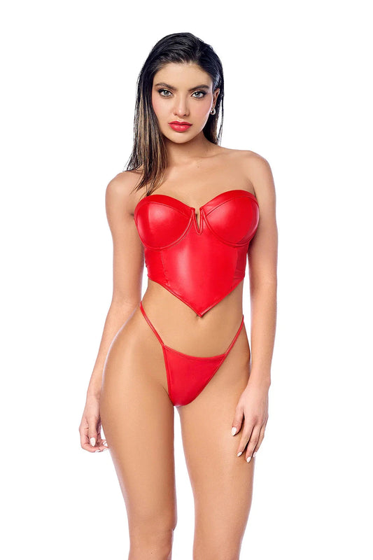 Mapale Red structured two piece faux Lingerie Mapale 