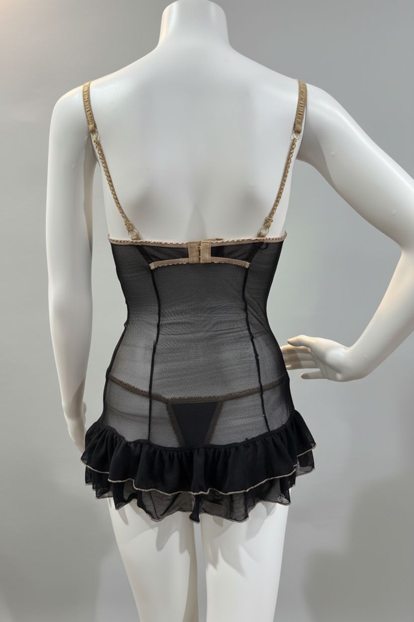 Popsi Black and brushed Gold Lingerie Exotic Peach 