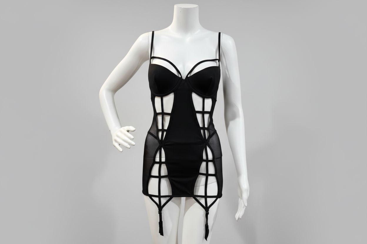 Popsi Black Slip Lingerie Exotic Peach 