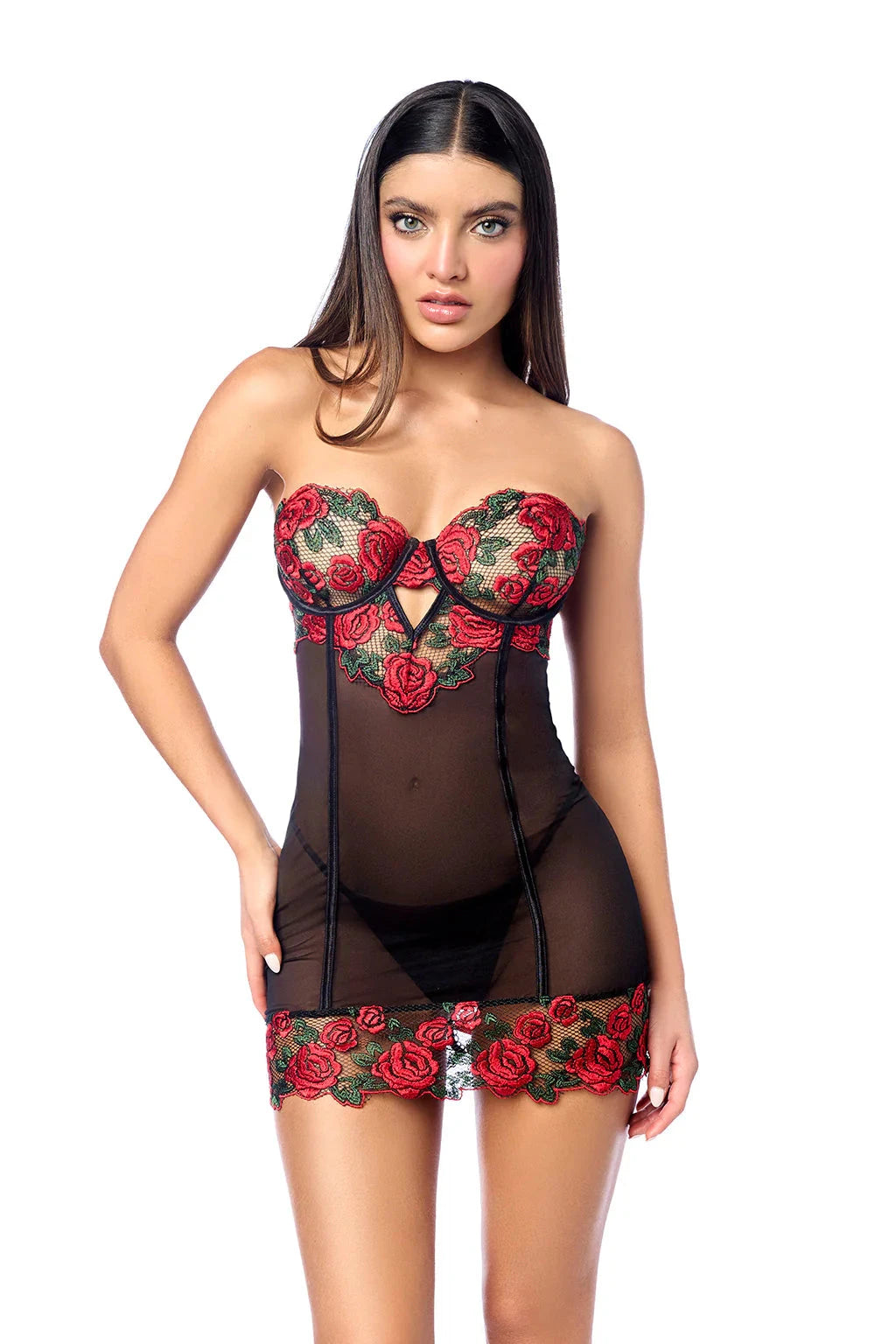 Rose Babydoll Lingerie Mapale 