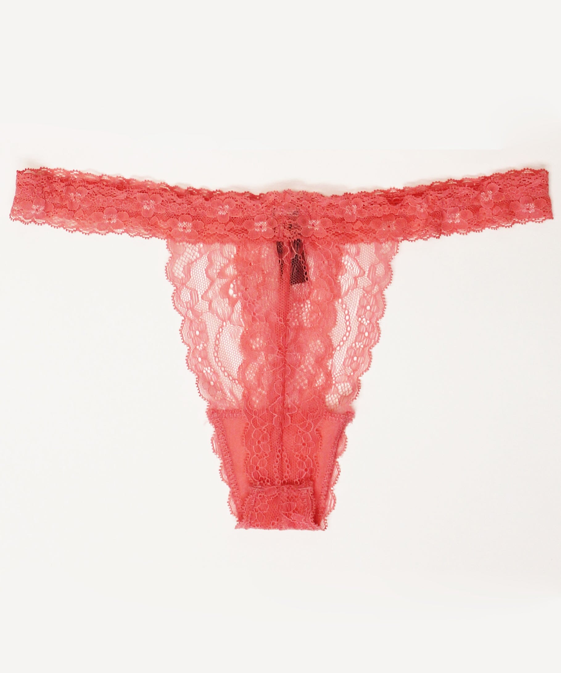 Strappy Scalloped Lace G-String Thong Panty Honey B Rose S 