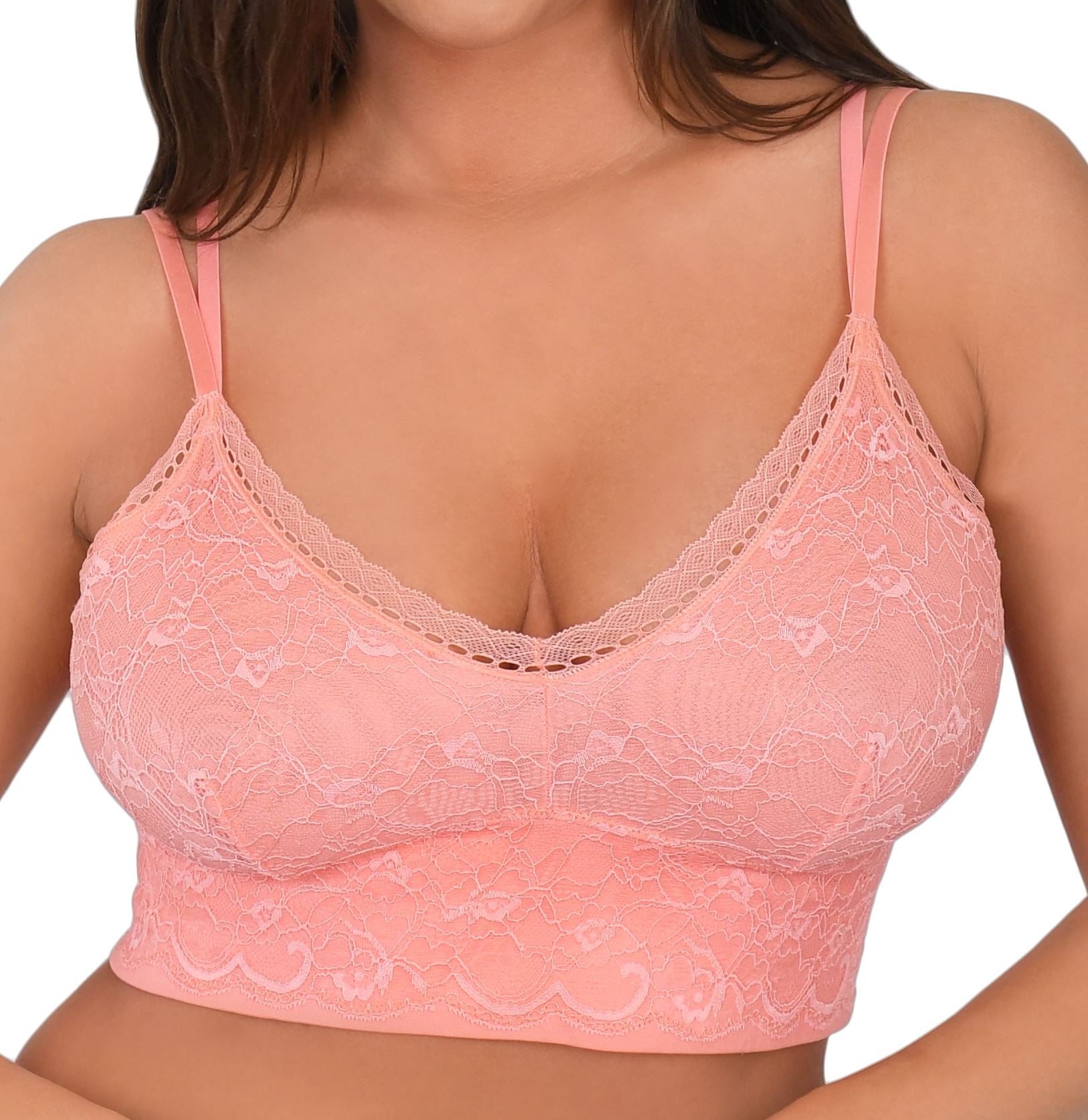 The Chloe Seamless Lace Bralette Bra Honey B Coral Small 