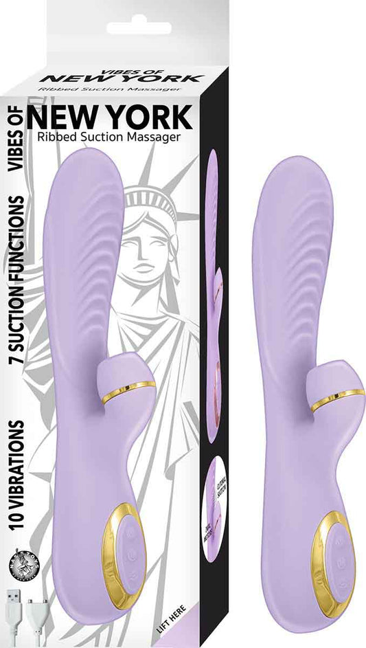 Vibes of New York Ribbed Suction Massager - Lavender Vibrators Nasstoys 