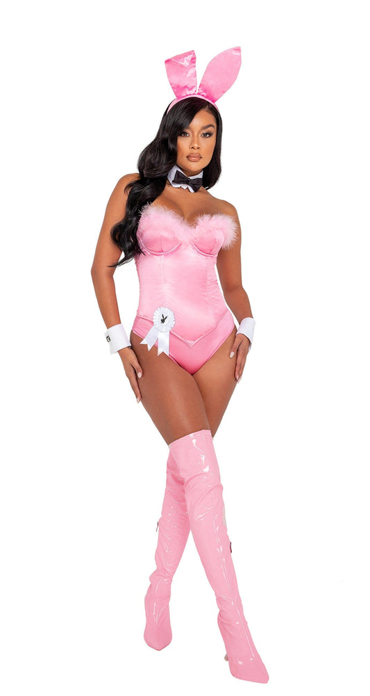 PB130 - 9PC Playboy Boudoir Bunny Costumes, womens Exotic Peach X-Small Pink 