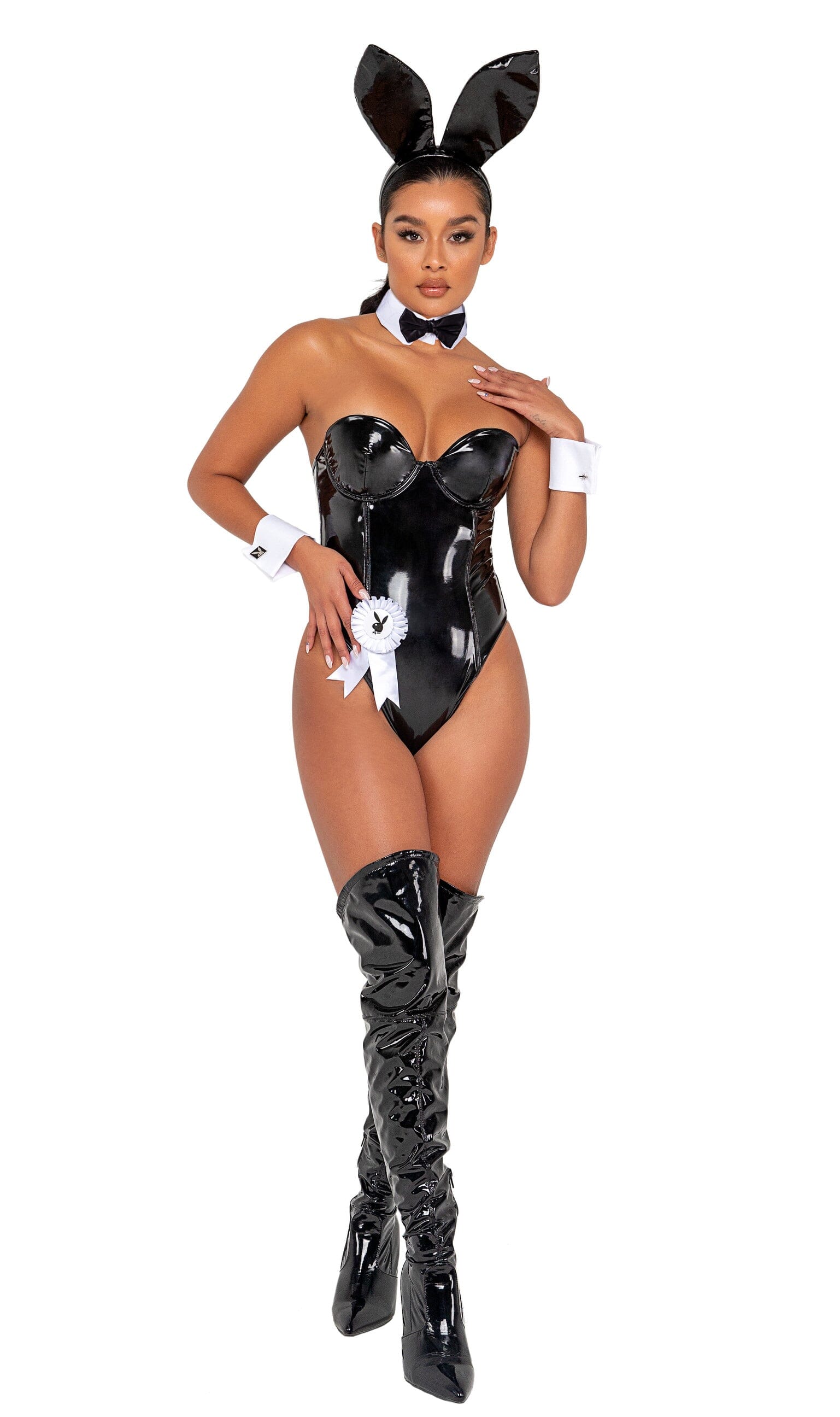 PB132 - Playboy Seductress Bunny Costumes, womens Exotic Peach X-Small Black 