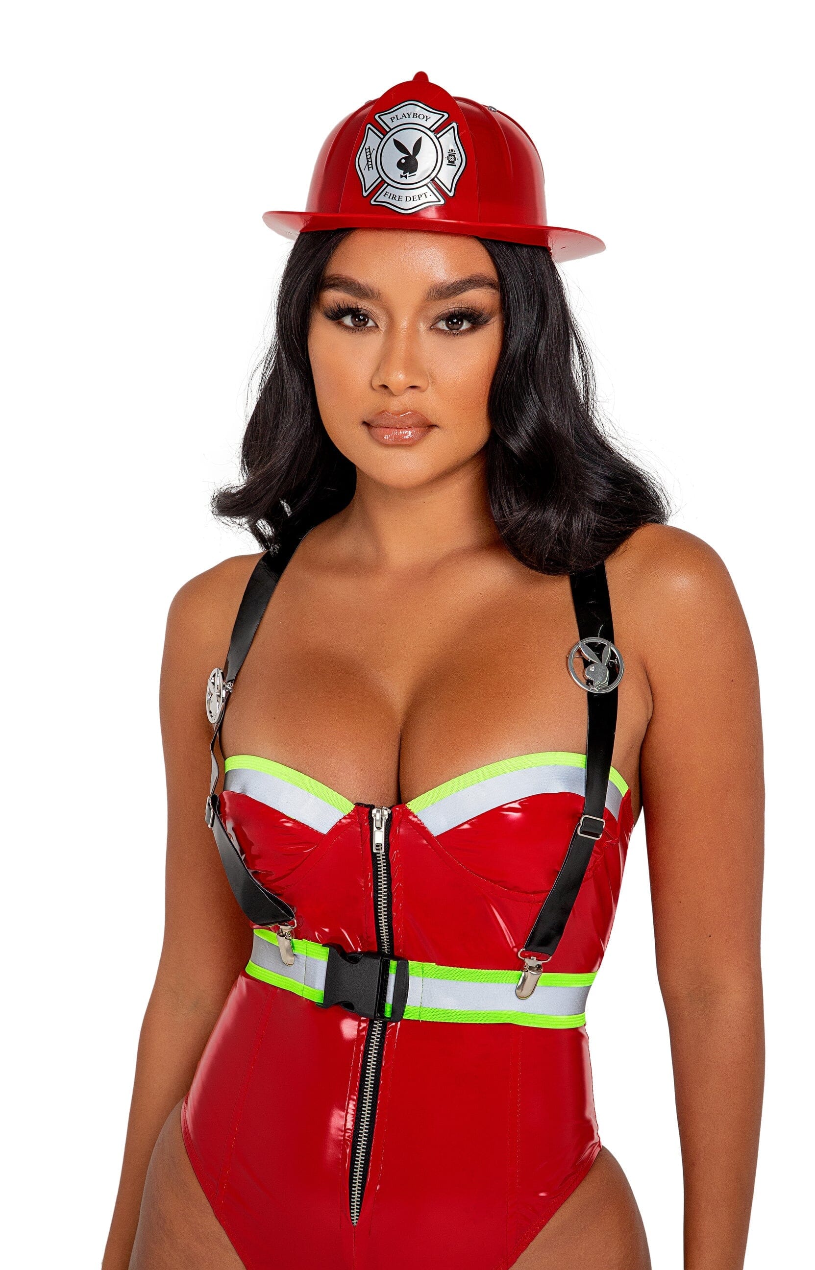 PB136 - 3PC Playboy Smokin‚Äô Hot Firegirl Costumes, womens Exotic Peach 